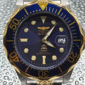 Lightly Used Invicta Grand Diver Model 3049 2-Tone Gold with Blue Dial 300m